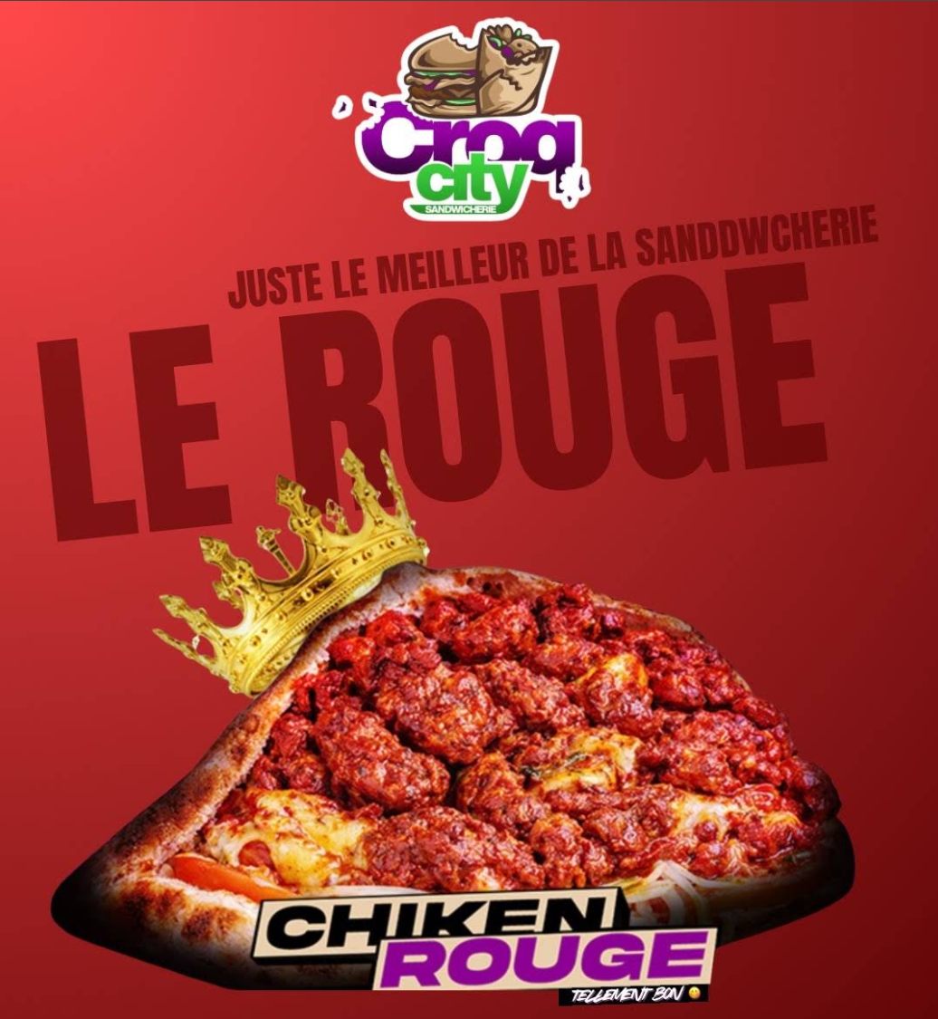 Affiche CroqCity — Le Chicken Rouge, sandwich au poulet sauce tandoori